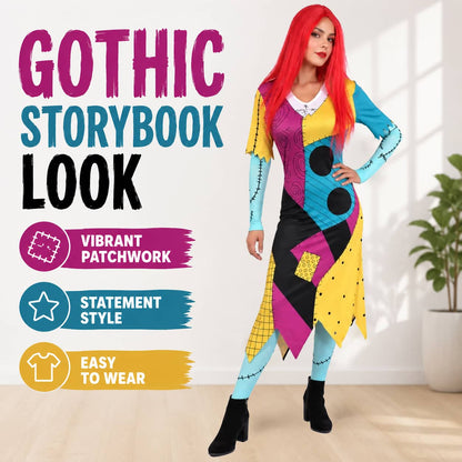 Patch Dress-Red Wig-Socks.Gloves
