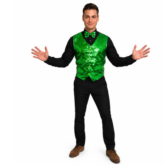 Sequin Waistcoat & Bow Tie Green