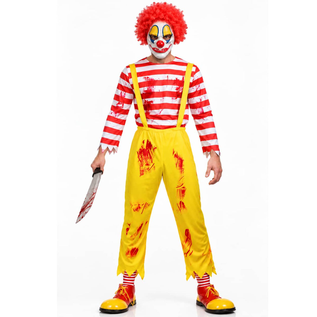 Scary Clown Ron with Mask Wig And Knife