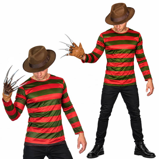 Burnt Man Horror Glove & Hat Set Halloween Fancy Dress Costume Accessories