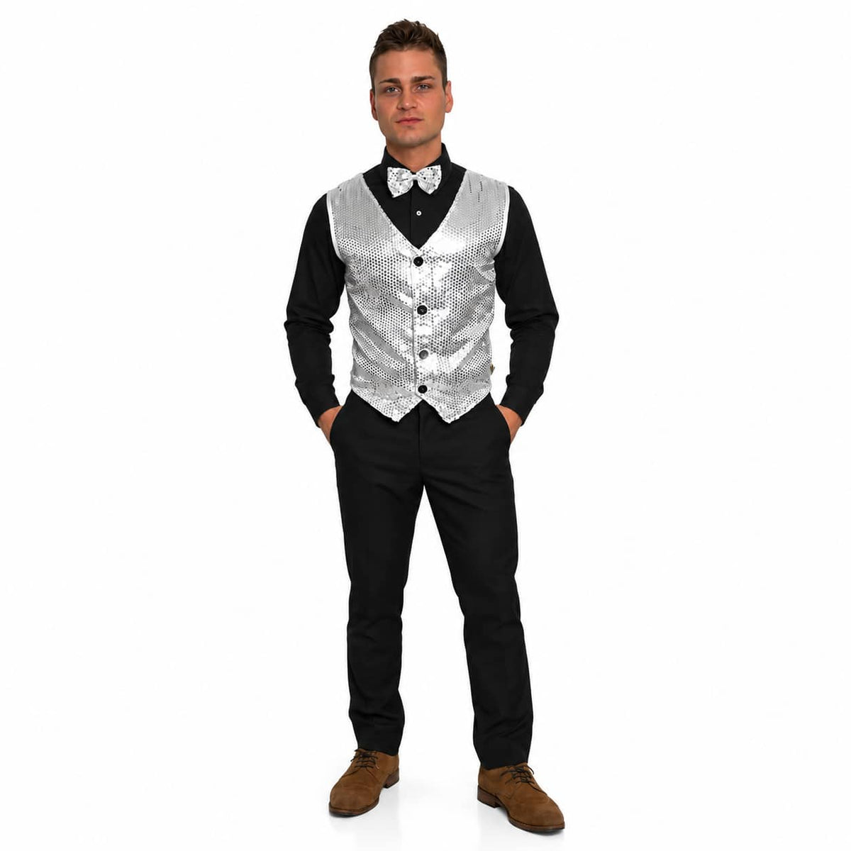 Silver Sequin Waistcoat