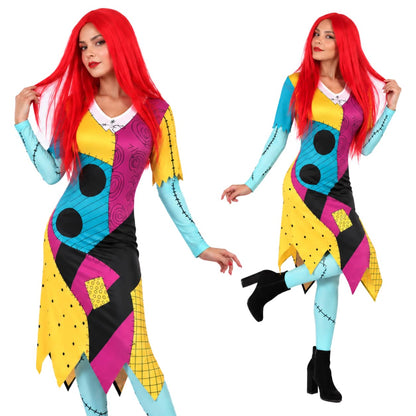 Patch Dress-Red Wig-Socks.Gloves