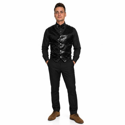 Black Sequin Waistcoat