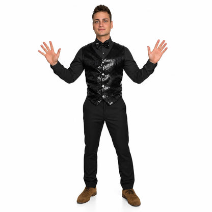 Black Sequin Waistcoat