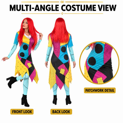 Patch Dress-Red Wig-Socks.Gloves