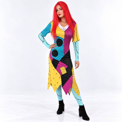 Patch Dress-Red Wig-Socks.Gloves